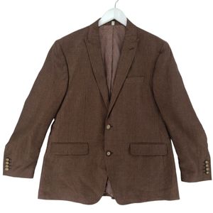 Murano Baird McNutt Linen Blazer Size XL Slim Fit in Brown